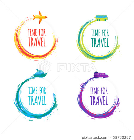 Time for Travel. Colorful vector watercolor Labels. Time for Travel. Colorful vector watercolor Labels. 58730297