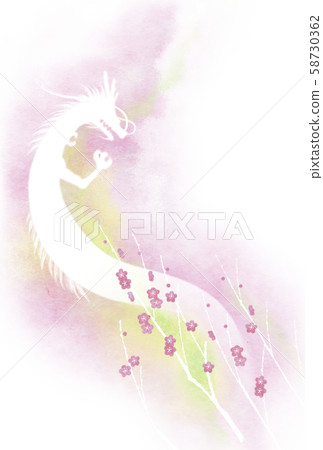 [New Year card illustration] Dragon and plum 58730362
