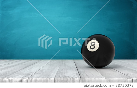 3d rendering of black pool and billiard ball on white wooden floor and dark turquoise background 3d rendering of black pool and billiard ball on white wooden floor and dark turquoise background 58730372