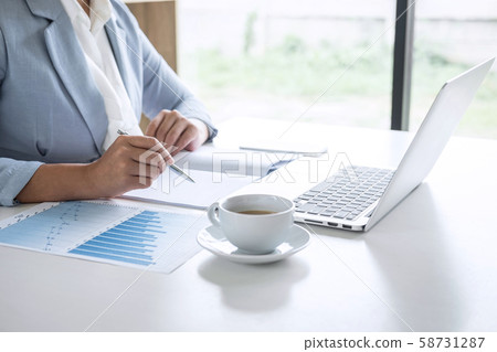 Business woman accountant financier working audit Business woman accountant financier working audit 58731287