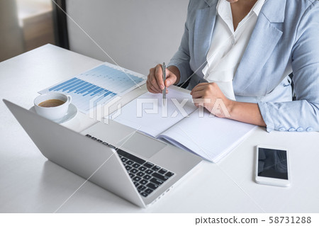 Business woman accountant financier working audit 58731288