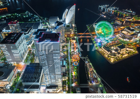 橫濱港未來21市的夜景（神奈川縣橫濱）2019年9月 58731519