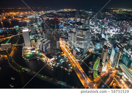Night view of Yokohama (Yokohama, Kanagawa) September 2019 58731529