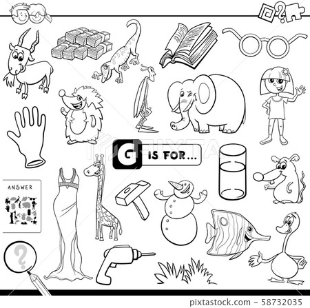 G is for educational task coloring book - Stock Illustration [58732035 ...