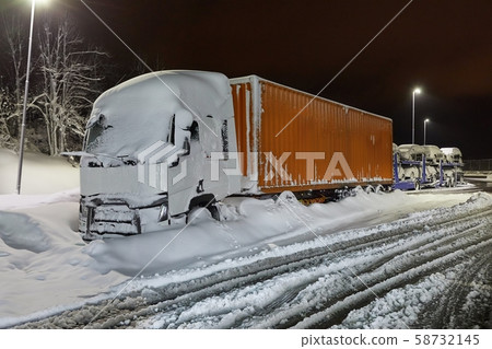 Cargo Truck In Snow Cargo Truck In Snow 58732145