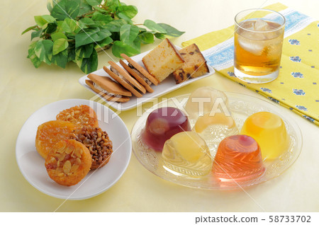 A collection of fruit jelly and baked confectionery A collection of fruit jelly and baked confectionery 58733702