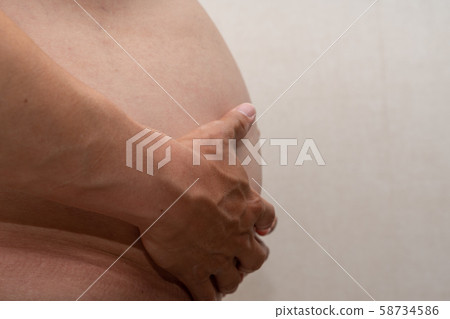 Fat Asian Man with Belly 58734586