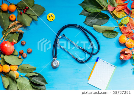 autumn background stethoscope yellow leaves hospital z 58737291