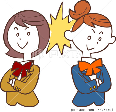 雙臂交叉看著對方的女學生 58737301