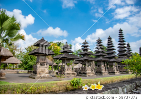 Bali's world heritage Merman of Taman Ayun Temple, Bali's leading flower, Frangipani Plumeria 58737372