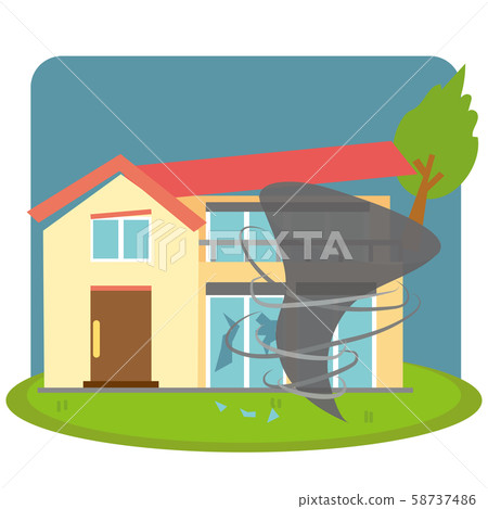 A house that is damaged by a typhoon A house that is damaged by a typhoon 58737486