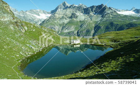 Schwarzsee black lake climbing the Matterhorn in Switzerland Schwarzsee black lake climbing the Matterhorn in Switzerland 58739041