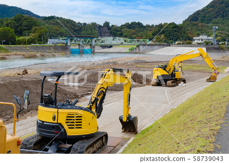 Kanogawa, Izunokuni, Shizuoka Prefecture Seawall construction after typhoon 58739043