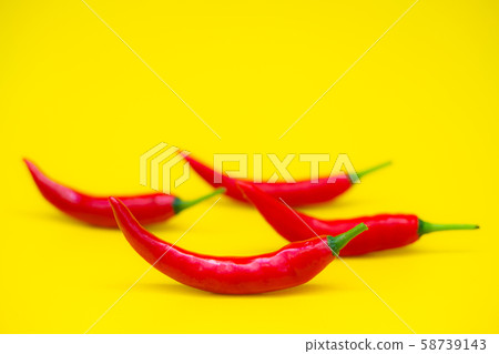 Close up red hot chili spur pepper at white background Close up red hot chili spur pepper at white background 58739143