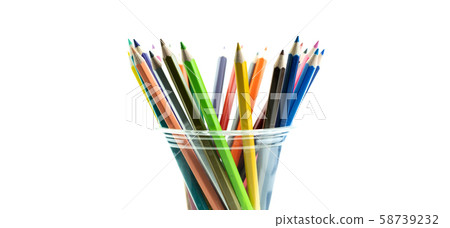 Collection of crayon de couleur for drawing at white background, Multi color pencil Collection of crayon de couleur for drawing at white background, Multi color pencil 58739232