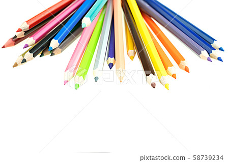 Collection of crayon de couleur for drawing at white background, Multi color pencil Collection of crayon de couleur for drawing at white background, Multi color pencil 58739234