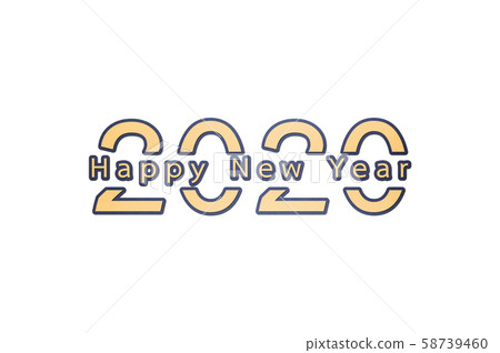 2020 number with Happy New Year word 2020 number with Happy New Year word 58739460