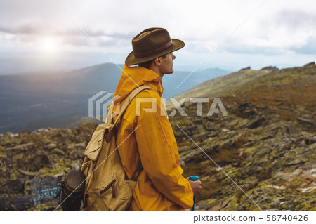 young lonely man looking for the inspiration in landscape 58740426