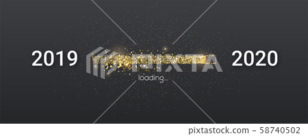 Golden loading bar with transition from 2019 to 58740502