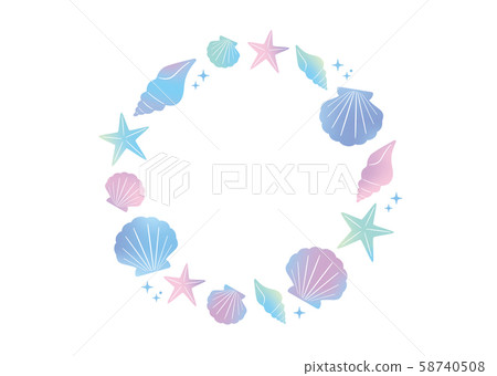 水彩貝殼圈框架 58740508