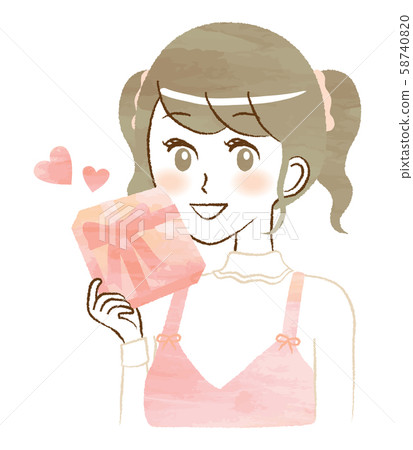 女禮物禮物禮物聖誕節情人節插畫 58740820