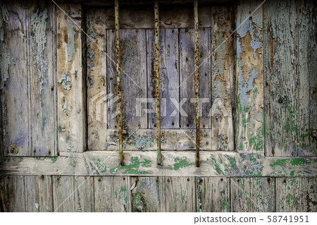 Closed wooden window Closed wooden window 58741951