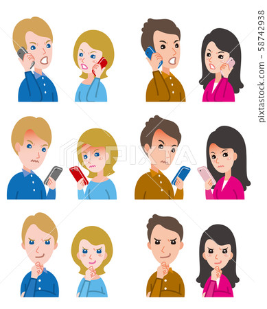Illustration of couple facial expressions Illustration of couple facial expressions 58742938