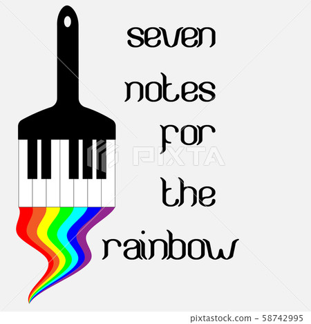 classical music logo with rainbow and piano keys 58742995
