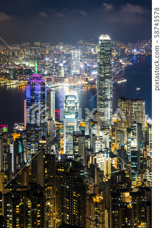 Hong Kong city skyline view from the Victoria peak. Hong Kong city skyline view from the Victoria peak. 58743578