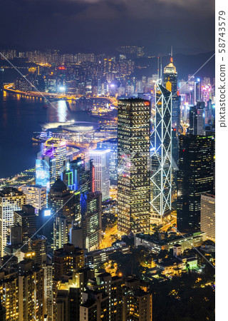 Hong Kong city skyline view from the Victoria peak. 58743579