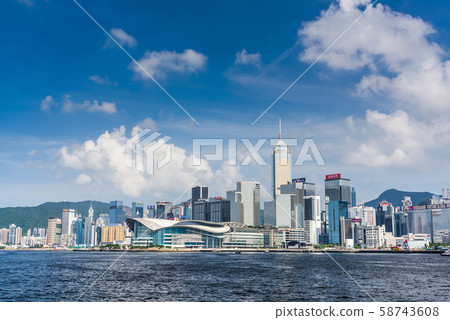 Panorama of Victoria Harbor of Hong Kong city. 58743608