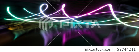 Bright and detailed panoramic landscape: abstract neon curve (3D CG rendering digital illustration) Bright and detailed panoramic landscape: abstract neon curve (3D CG rendering digital illustration) 58744211