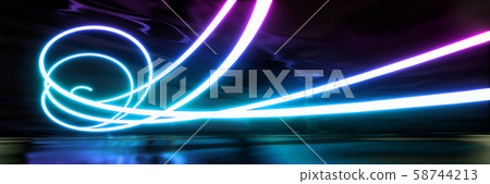 Bright and detailed panoramic landscape: abstract neon curve (3D CG rendering digital illustration) Bright and detailed panoramic landscape: abstract neon curve (3D CG rendering digital illustration) 58744213