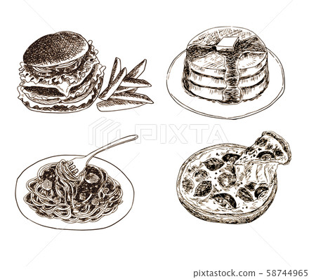 Snack line drawing - Stock Illustration [58744965] - PIXTA