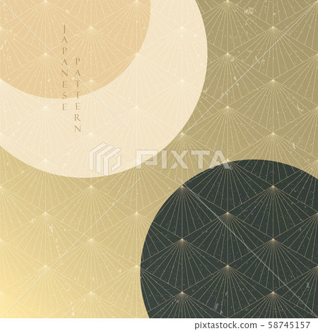 Japanese template with geometric pattern vector. Circle illustration with oriental background. 58745157