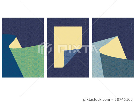 Paper background with Japanese pattern vector....-插圖素材 [58745163] - PIXTA圖庫