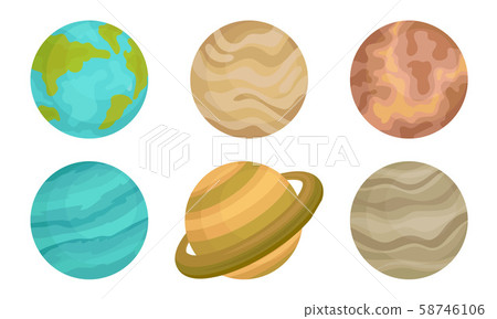 Planets of Solar System Vector Illustrated Set 58746106