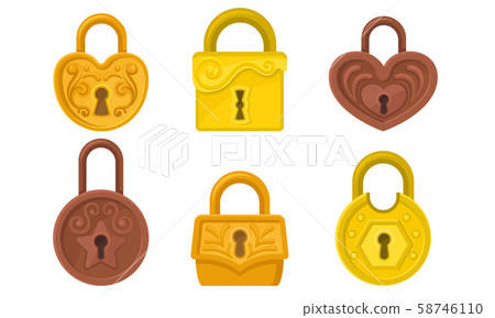 Padlock Protection Sign Vector Illustrated Set On White Background Padlock Protection Sign Vector Illustrated Set On White Background 58746110
