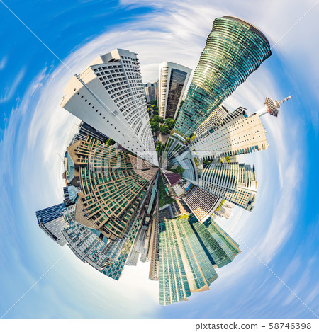 Circular, Stereographic, Polar panorama Skyscrapers in Kuala Lumpur, Malaysia City Center skyline Circular, Stereographic, Polar panorama Skyscrapers in Kuala Lumpur, Malaysia City Center skyline 58746398
