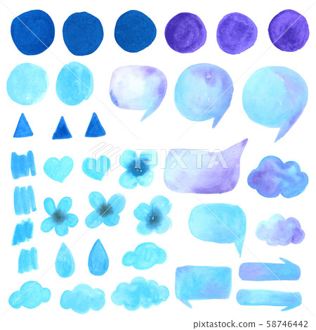 Blue Watercolor Brush Stroke Vector Hand drawn for design 58746442