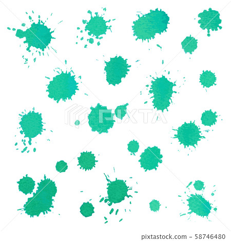 Green Watercolor Drop Splash Vector Hand drawn for design Green Watercolor Drop Splash Vector Hand drawn for design 58746480