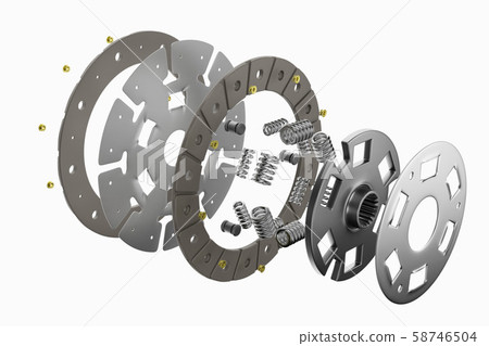 3d rendering. Spare parts for car clutch disk. 3d rendering. Spare parts for car clutch disk. 58746504