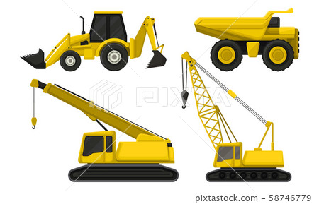Special Vehicles Vector Isolated Set. Heavy Machinery Equipment For Road Construction Special Vehicles Vector Isolated Set. Heavy Machinery Equipment For Road Construction 58746779