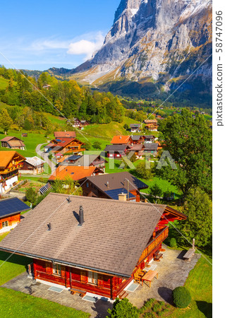 Grindelwald, Switzerland village and mountains view 58747096