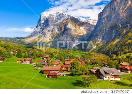 Grindelwald, Switzerland village and mountains view 58747097