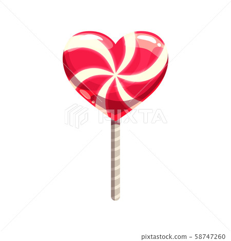 Lollipop on stick, heart shape candy 58747260