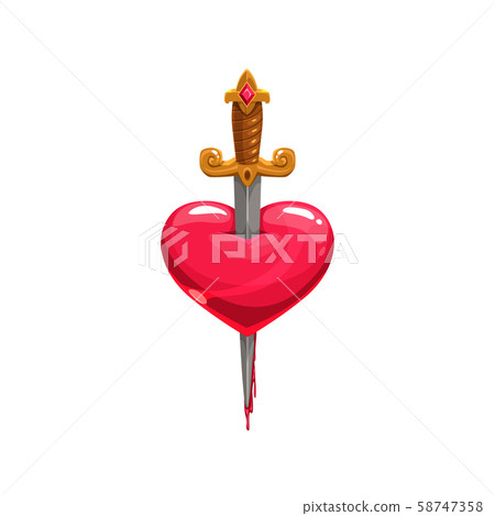 Bleeding heart stabbed by sword isolated 58747358