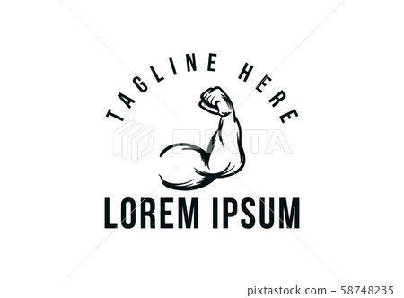 hand drawn Flexed Biceps. Biceps muscle logo hand drawn Flexed Biceps. Biceps muscle logo 58748235