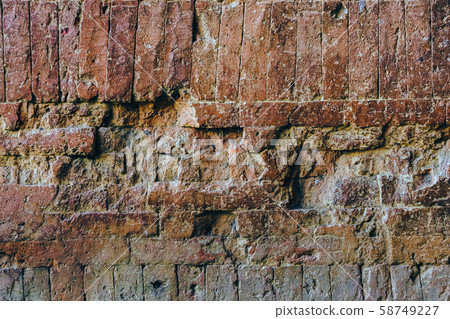 The ancient brick wall was neatly arranged and so strong that there was no space, even a small needle could not penetrate at Dhammayangyi Temple in Bagan, Myanmar. The ancient brick wall was neatly arranged and so strong that there was no space, even a small needle could not penetrate at Dhammayangyi Temple in Bagan, Myanmar. 58749227