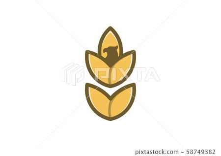 wheat grain agriculture and eagle head logo design 58749382